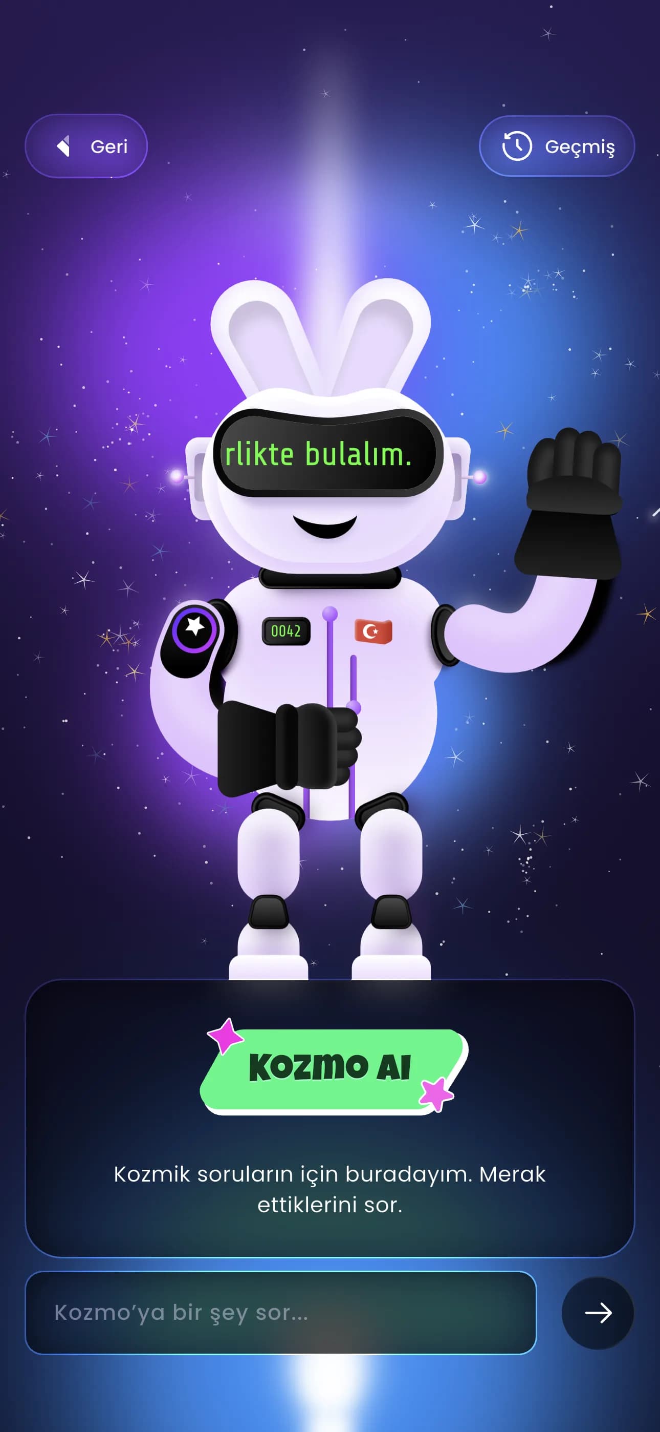 CosmoKod uygulamasında Kozmo AI