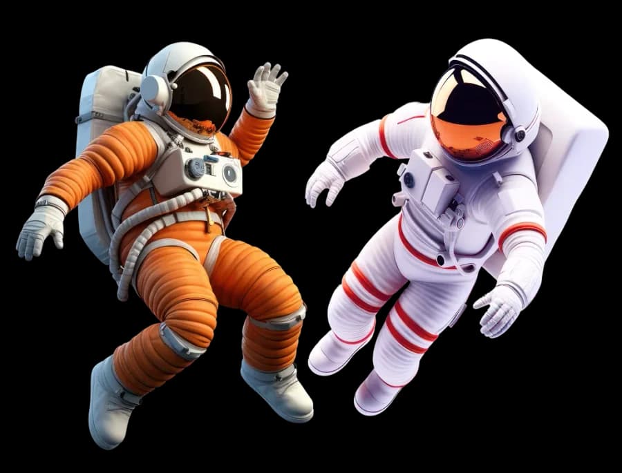 CosmoKod web uygulamasının güncel uzay macerası görselindeki astronotlar