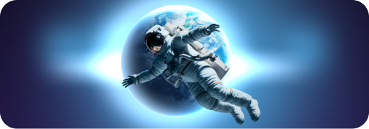 Astronaut exploring space with Earth